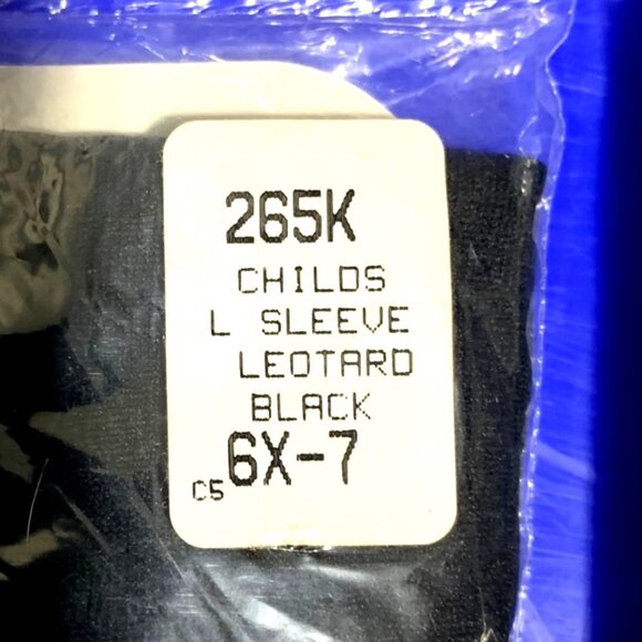 Childs Black Leotard Long Sleeve Scoop Neck Bodysuit Dance Performance I 6X-7 - Picture 4 of 8